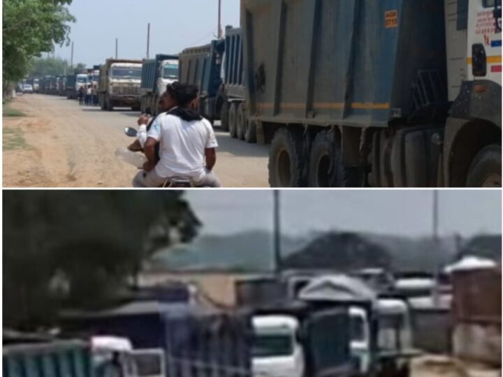 उड़ती धूल को लेकर एक्सप्रेस-वे निर्माण कंपनी से नाराज़ ग्रामीणों ने फिर रोका मालवाहक वाहनों का पहिया 